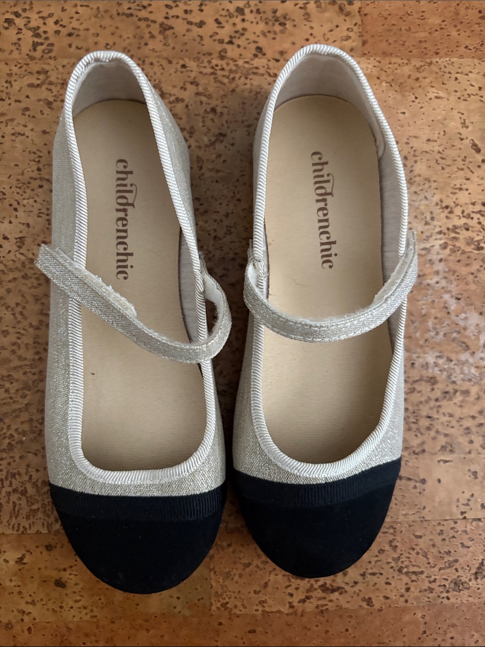 Girls' Mary Jane Ballet Flats in Champagne and Black